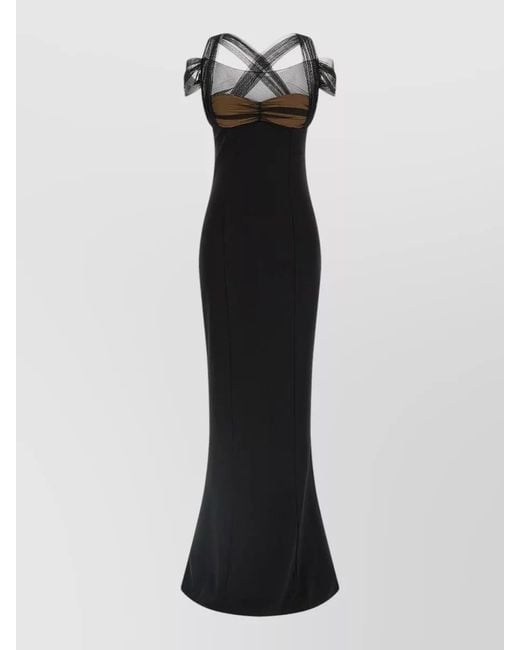Nensi Dojaka Black Draped Padded Cup Maxi Gown
