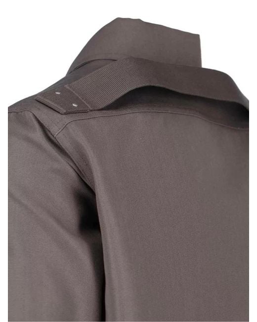 Rick Owens Gray Long Sleeve Jacket Point Collar Buttons for men