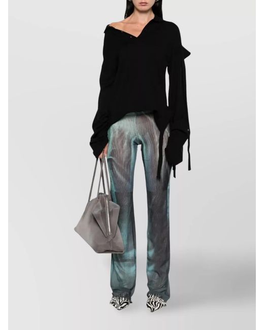 Jean Paul Gaultier Blue Printed Mesh Wide-Leg Trousers
