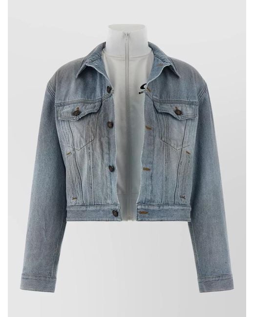 Balenciaga Blue Layered Jacket Chest Pockets Collared Neck