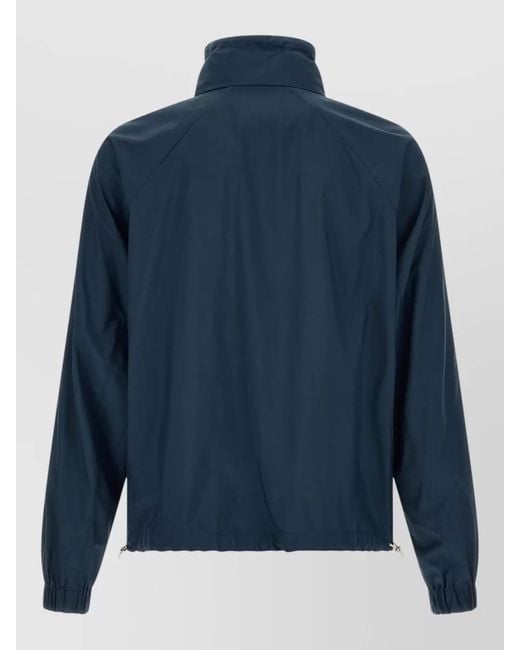 Brunello Cucinelli Blue Nylon Hooded Jacket Drawstring Hem for men
