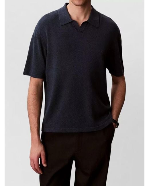 Calvin Klein Black Linen Blend Johnny Polo Knit Shirt for men