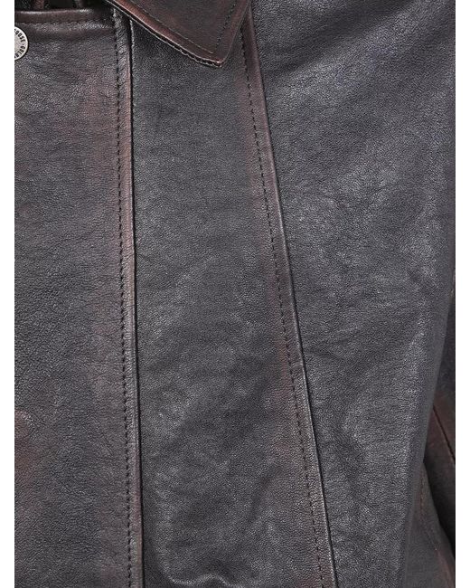 Golden Goose Deluxe Brand Gray Leather Bomber Jacket for men