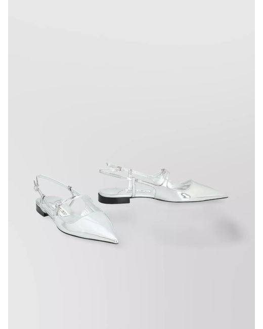 Jimmy Choo White Leather Slingback Ballerina Flats