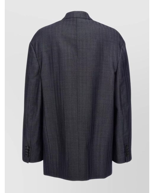 Etro Blue Wool Oversized Single-Breasted Blazer