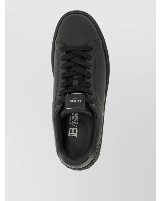 Balmain Black Leather Low-Top Sneakers for men