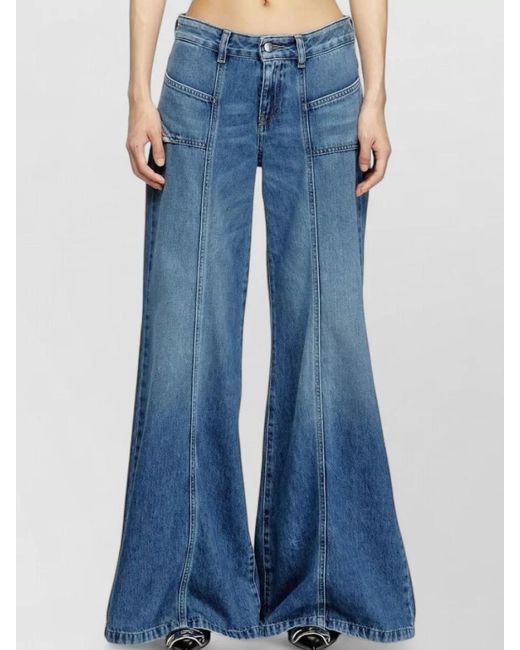DIESEL Blue Wide Leg Jeans Belt Loops Back Pockets