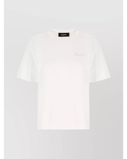 DSquared² White Ribbed Cotton T-Shirt