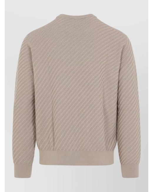 Brioni White Cotton Silk Pullover Crew Neck Long Sleeves for men