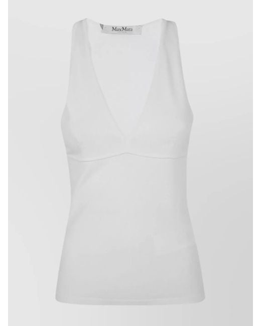 Max Mara Cotton Bra Tank Top V-Neckline in White Lyst