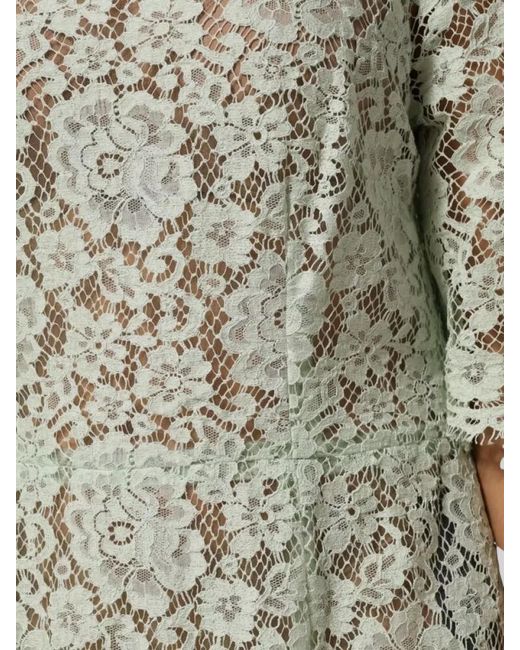 Dolce & Gabbana Metallic Floral Lace Trim Midi Dress