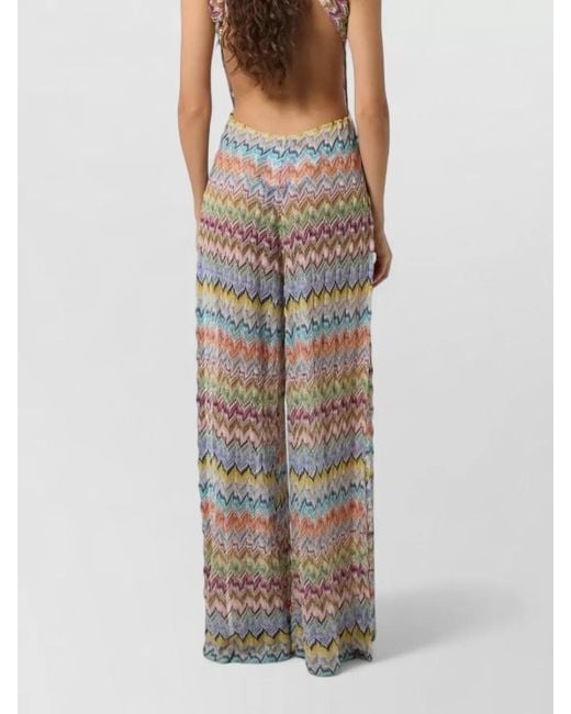 Missoni White Beachwear Sleeveless Backless Wide Leg Jumpsuit