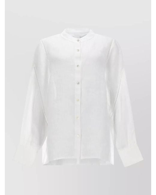 120% Lino White Linen Shirt Long Sleeves Relaxed Fit