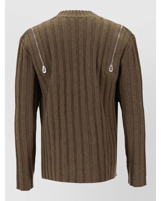 Off-White c/o Virgil Abloh Green Rib Knit Sweater Side Zip Long Sleeves for men