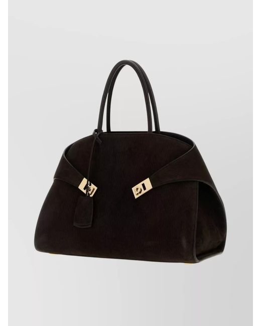 Ferragamo Black Hug M Tote Bag