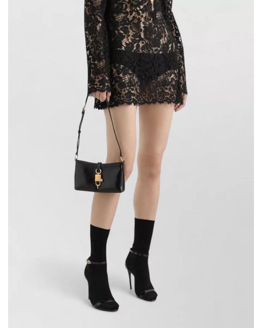 Dolce & Gabbana Black Lock Leather Shoulder Bag