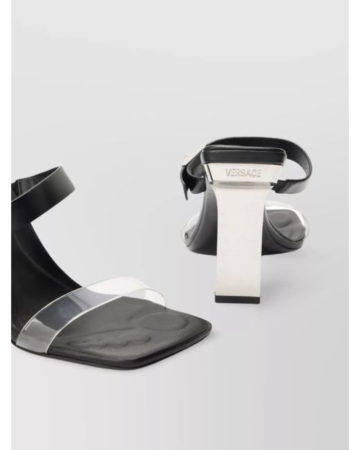 Versace Multicolor Leather Logo-Plaque High-Heel Sandals