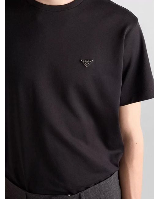 Prada Black Cotton Boxy Short-Sleeve T-Shirt for men