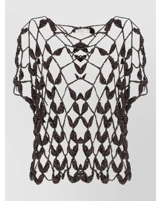 Antonelli White Sleeveless Sequin Cutout Top