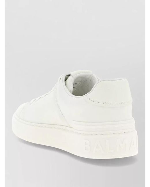 Balmain Natural Lace Up Court Sneakers Minimal Design Rubber for men