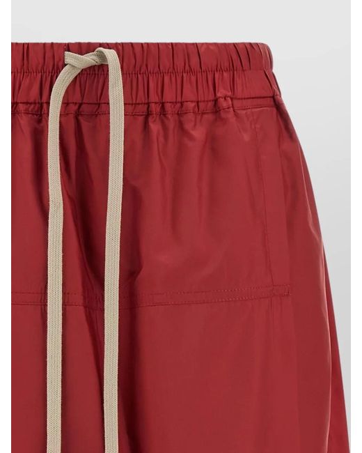 Rick Owens Red Polyester Knee-Length Shorts