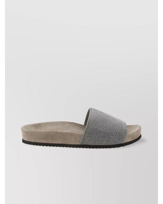 Brunello Cucinelli Gray Embellished Sandals