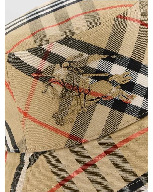 Burberry Natural Checkered Equestrian Patch Bucket Hat for men
