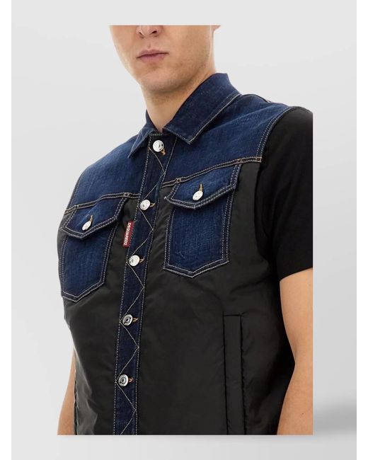 DSquared² Blue Denim Puffer Vest for men