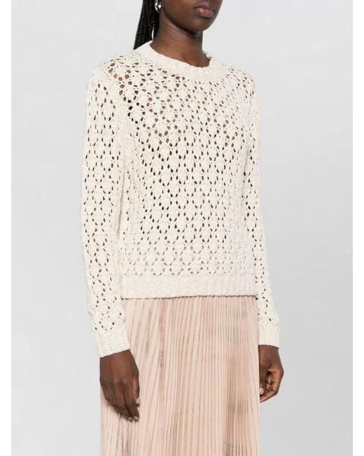 Fabiana Filippi Natural Open-Knit Crewneck Jumper
