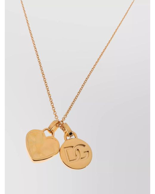 Dolce & Gabbana White Logo Heart Pendant Necklace