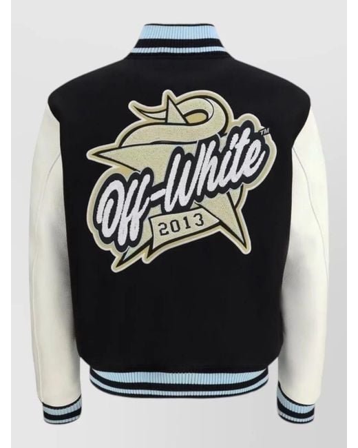 Off-White c/o Virgil Abloh Black Wool Varsity Bomber Jacket for men