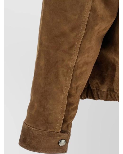 Giorgio Brato Brown Suede Jacket Buttoned Cuffs Elasticated Hem Collar for men
