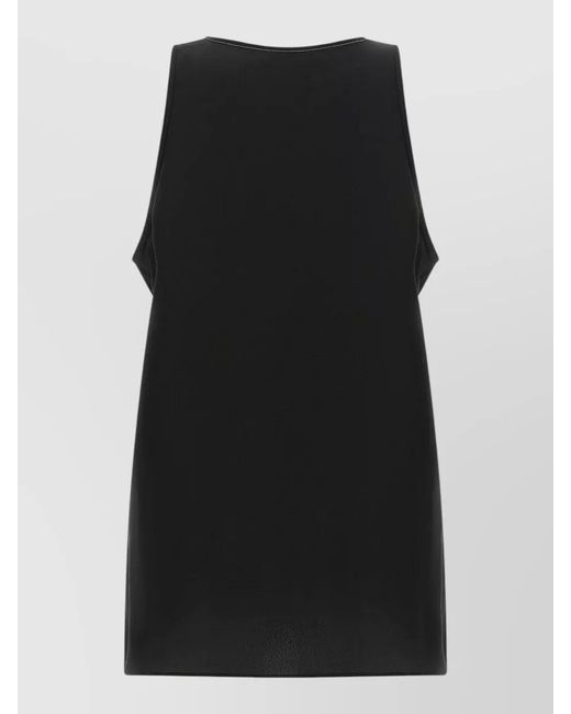 Brunello Cucinelli Black Monile Silk Top Sleeveless Round Neckline