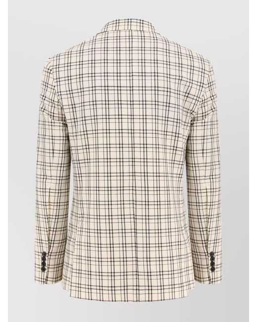 AMI Natural Virgin Wool Madras Single-Breasted Blazer for men