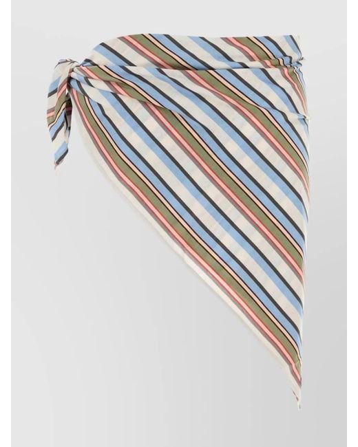 Prada Blue Cotton Embroidered Sarong