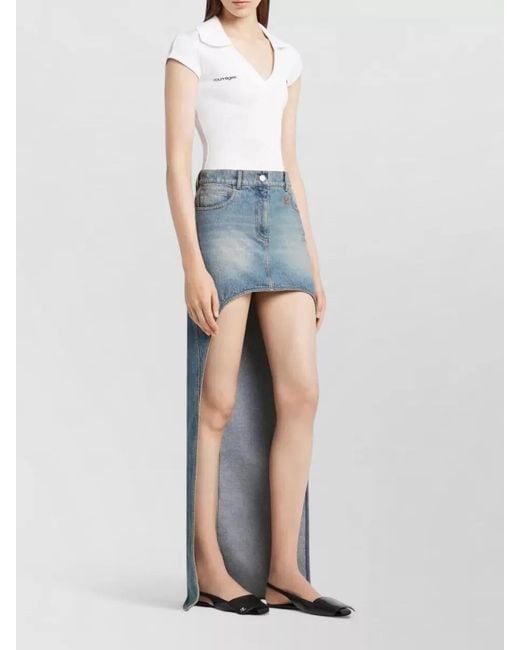 Courreges Natural Cotton Cropped V-Neck Short-Sleeve Polo Top