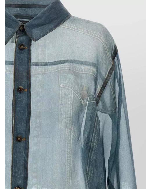 Haikure Blue Maya Long Sleeve Shirt Sheer Fabric