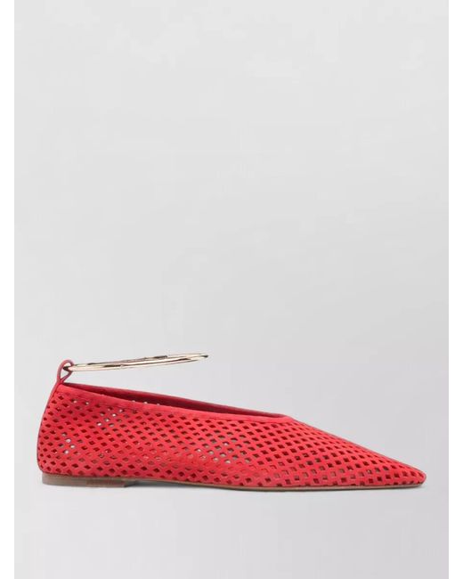 Jil Sander Red Leather Ballerina Shoes