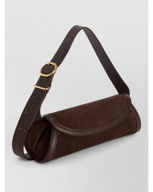 Jil Sander Brown Suede Shoulder Bag Adjustable Strap Hardware