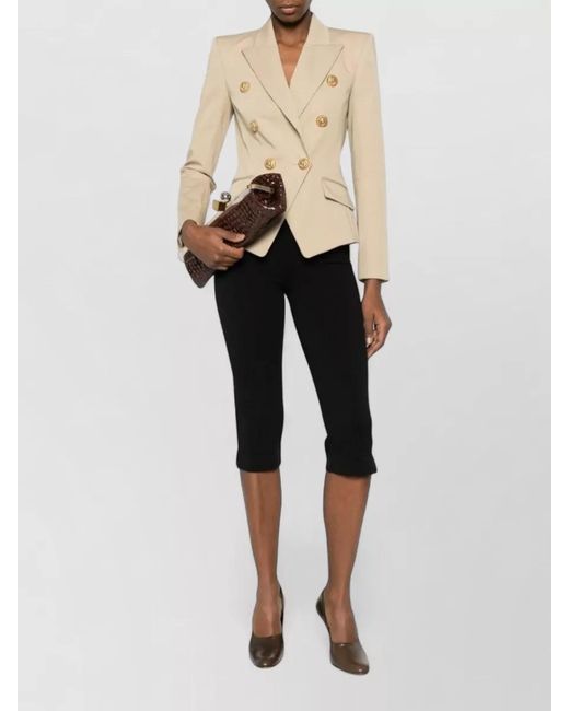 Balmain Natural Double Breasted Jacket Padded Shoulders Lapels