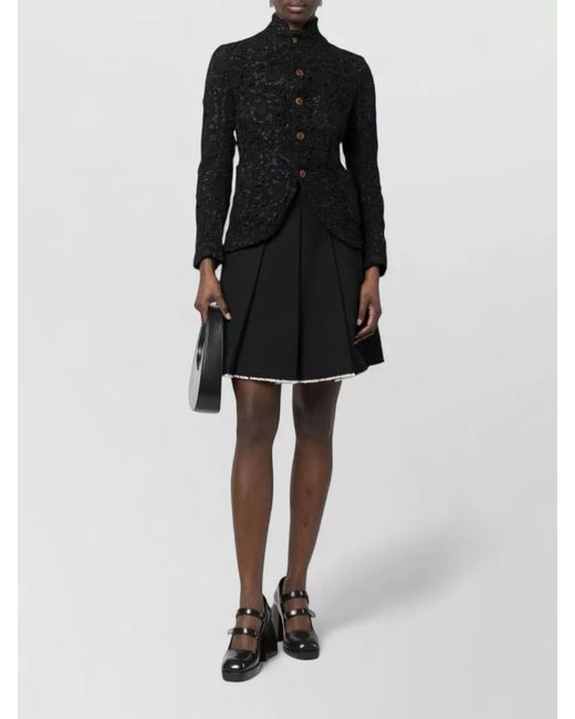 Comme des Garçons Black Floral Lace High Neck Fitted Jacket
