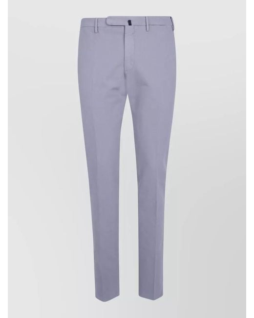 Incotex Blue Chino Trousers Regular Fit Belt Loops for men