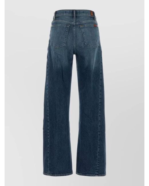 7 For All Mankind Blue High Waist Wide Leg Denim Jeans