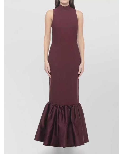 ROTATE BIRGER CHRISTENSEN Purple Sleeveless Flared Hem Maxi Dress