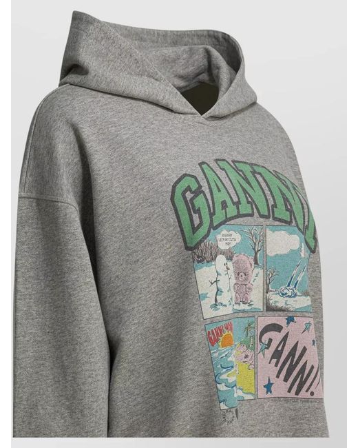 Ganni Gray "Bear Comic" Hoodie