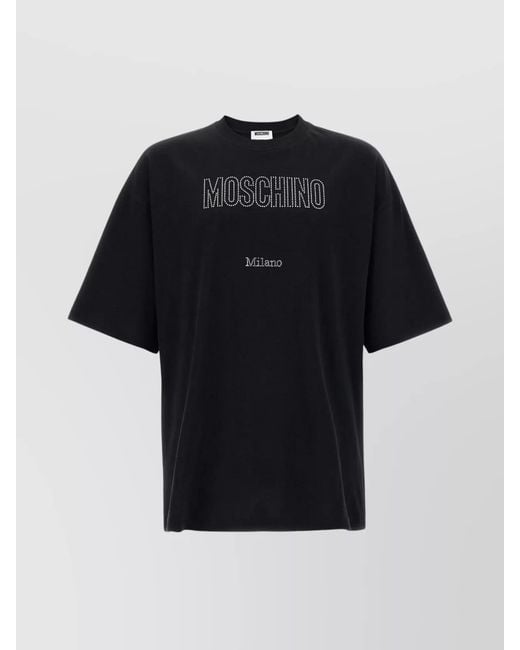 Moschino Black Rhinestone Logo T-Shirt for men