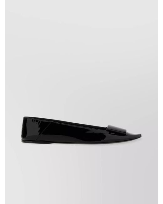 Saint Laurent White 'Poppy' Square Toe Patent Ballet Flats