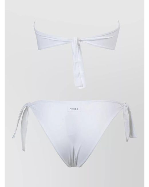 Fisico White Bandeau Bikini Detail Tie Sides