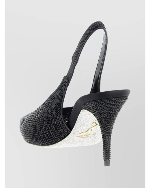 Rene Caovilla Black Glass Slingback Pumps