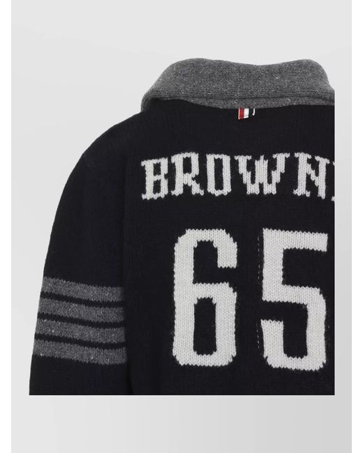 Thom Browne Black Jersey Shawl Collar Cardigan Striped Sleeves for men